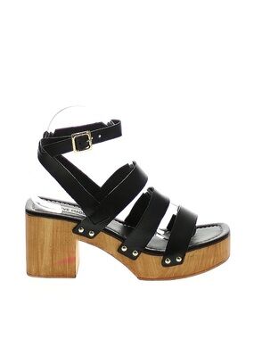 Steve Madden Black Strappy Wooden Block Heels